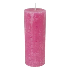 Kaars rustiek - roze - ø7x18 cm