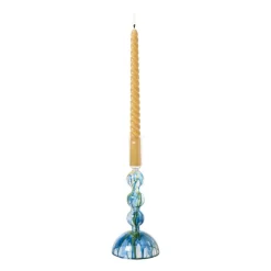 Kandelaar dipdye - blauw/wit - ø9x21 cm