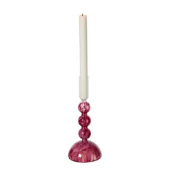 Kandelaar dipdye - rood/wit - ø9x21 cm