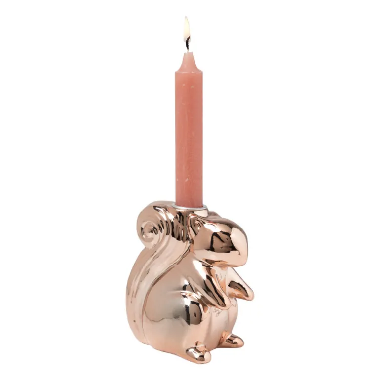 Kandelaar eekhoorn - rosé goud - 12.5 cm