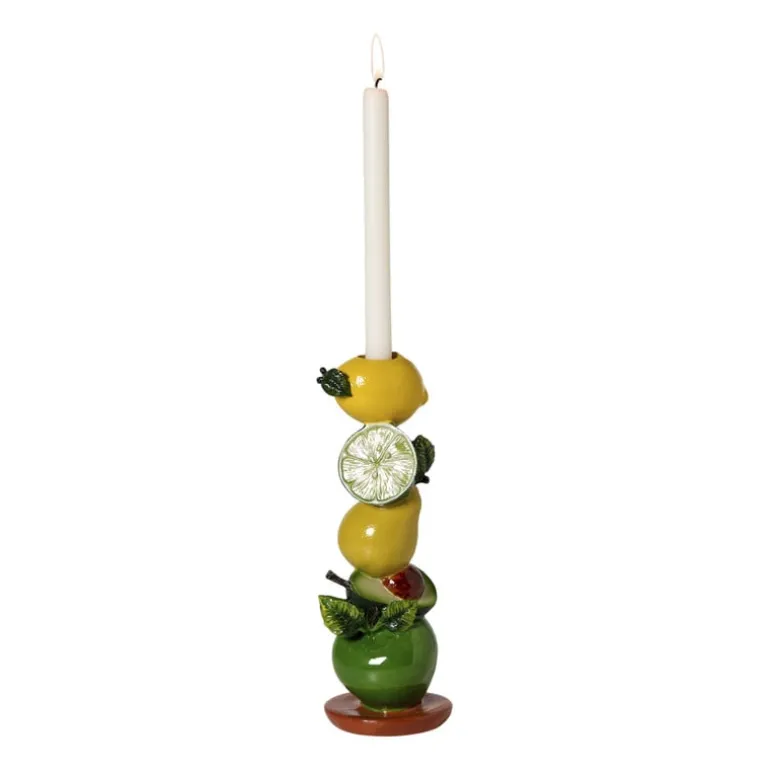 Kandelaar fruit - multikleur - ø10x28 cm