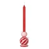 Kandelaar kerstbal groot - rood/roze - ø7.8x12.5 cm