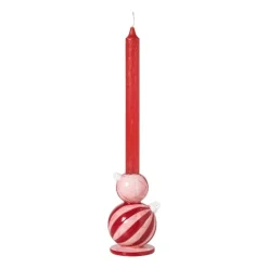 Kandelaar kerstbal groot - rood/roze - ø7.8x12.5 cm