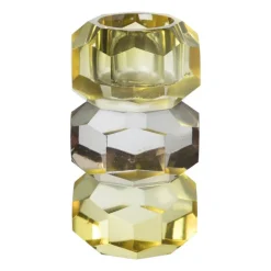 Kandelaar kristal 3-laags - geel/helder - 4x4x7 cm