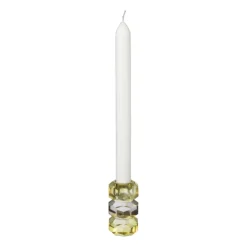 Kandelaar kristal 3-laags - geel/helder - 4x4x7 cm