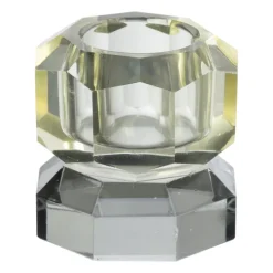 Kandelaar kristal 2-laags - geel/grijs - 4x4x4 cm
