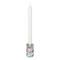 Kandelaar kristal 3-laags - groen/roze - 4x4x7 cm