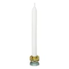 Kandelaar kristal 2-laags - oker/groen - 4x4x4 cm