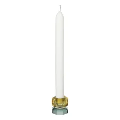 Kandelaar kristal 2-laags - oker/groen - 4x4x4 cm