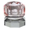 Kandelaar kristal 2-laags - roze/grijs - 4x4x4 cm