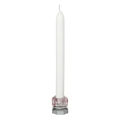 Kandelaar kristal 2-laags - roze/grijs - 4x4x4 cm