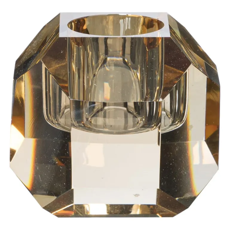 Kandelaar kristal - licht bruin - ø5x4.5 cm
