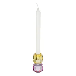 Kandelaar kristal - roze/geel - ø5.5x9 cm