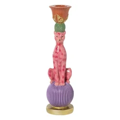 Kandelaar luipaard - multikleur - ø7x25 cm