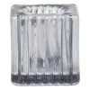 Kandelaar rib glas - grijs - 4x4x4 cm
