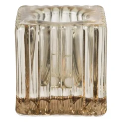 Kandelaar rib glas - helder - 4x4x6 cm