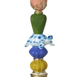 Kandelaar schildpad - multikleur - ø9x22.5 cm