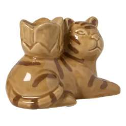 Kandelaar tijger - bruin - 12.5x8.5x7.5 cm
