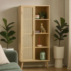Kast Java met deurtje en vakken - bruin - 160x70x33.5 cm