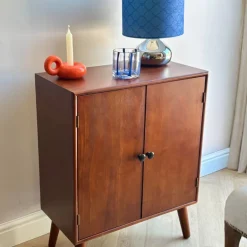 Kastje retro met 2 deuren - donkerbruin - 76x60x31.5 cm