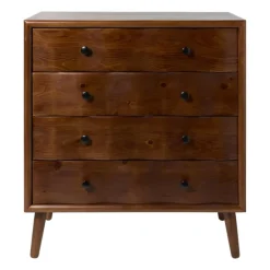Kast retro met 4 lades - donkerbruin - 87.5x80x40.5 cm