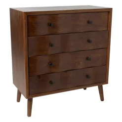Kast retro met 4 lades - donkerbruin - 87.5x80x40.5 cm