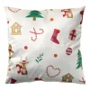 Kerstkussen skiën - beige/multikleur - 45x45 cm