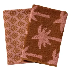 Keukendoek palmboom - roze/bruin - 50x50 cm