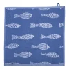 Keukendoek vissen - blauw/wit - 50x50 cm