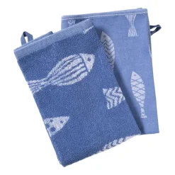 Keukendoek vissen - blauw/wit - 50x50 cm