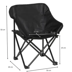 Kids campingstoel compact - zwart - 50x50x40 cm