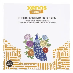 Kleurboek op nummer dieren - 20x20 cm