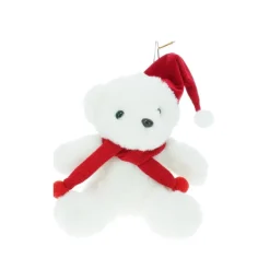 Knuffel beer met kerstmuts - 13 cm - diverse varianten