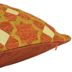 Kussen jacquard bloemen - oranje - 45x45 cm