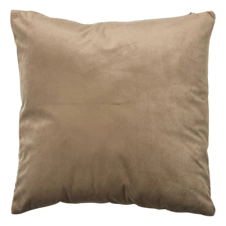 Kussen jacquard geschubt - bruin - 45x45 cm