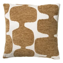 Kussen jacquard organisch - bruin/wit - 45x45 cm