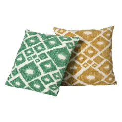 Kussen jacquard ruit - geel - 45x45 cm