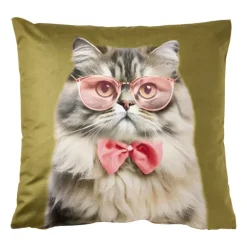 Kussen kat - groen - 45x45 cm