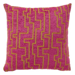 Kussen lijnen - roze/geel - 45x45 cm