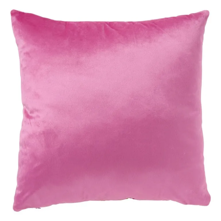 Kussen lijnen - roze/geel - 45x45 cm