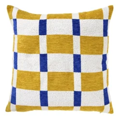 Kussen vlakken - geel/blauw - 45x45 cm