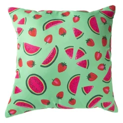 Kussen watermeloen & aardbei - groen/roze - 45x45 cm