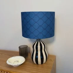 Lampvoet streepjes - zwart/wit - ø13.7x20 cm