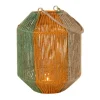 Lantaarn colourblock - groen/terra - ø19.5x24 cm