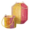 Lantaarn colourblock - roze/oranje/geel - ø12x11 cm