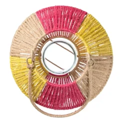 Lantaarn colourblock - roze/oranje/geel - ø21x24 cm