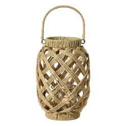 Lantaarn mitch - beige/groen - ø19x28 cm
