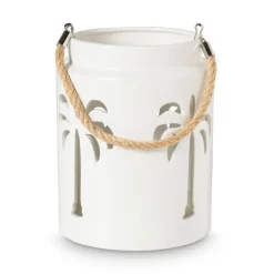 Lantaarn palmboom groot - beige - ø16x20.3 cm