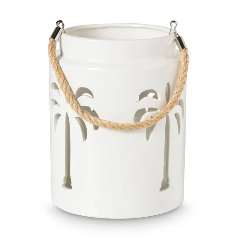 Lantaarn palmboom groot - beige - ø16x20.3 cm