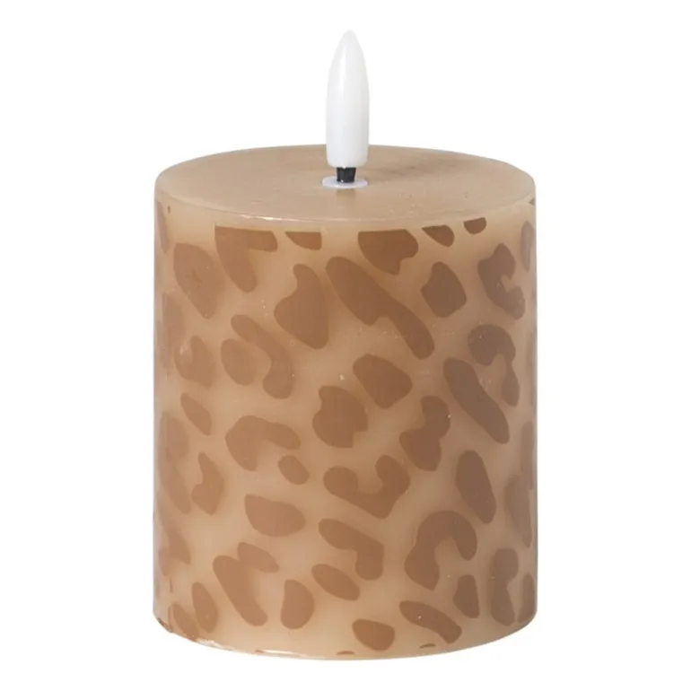 LED kaars animal klein - bruin/zwart - ø7x8 cm